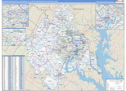 Washington-Arlington-Alexandria Metro Area Wall Map Basic Style 2026